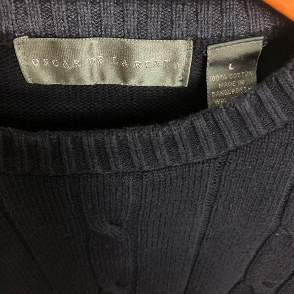 Oscar De La Renta Navy Sweater L - Picture 3 of 4